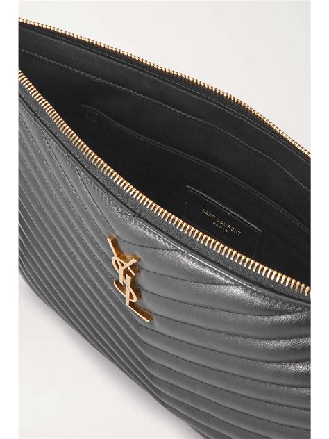 large quilted ysl zip wristlet|SAINT LAURENT Monogramme quilted leather pouch .